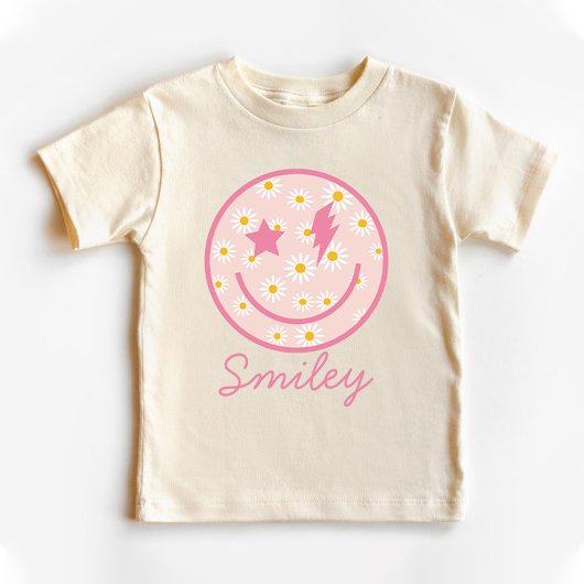 Daisy Smiley Graphic Pastel Pink Baby T-shirt