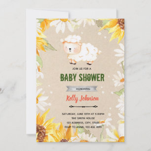 Daisy Sonnenblume Lamm Dusche Geburtstags-Einladun Einladung
