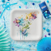 Daisy Spatter, lebhafte Farben, Pappteller (Party)