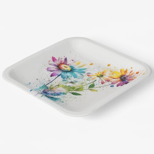 Daisy Spatter, lebhafte Farben, Pappteller (Gewinkelt)