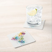 Daisy Spatter, lebhafte Farben, Rechteckiger Pappuntersetzer (Vor Ort)