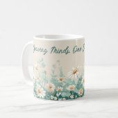 Daisy Spring Floral Teacher Growing Minds Script Kaffeetasse (Vorderseite Links)