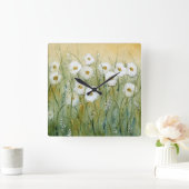 Daisy Spring I Quadratische Wanduhr (Zuhause)