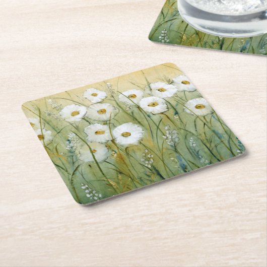 Daisy Spring I Rechteckiger Pappuntersetzer (angewinkelt)