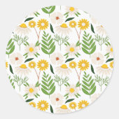 Daisy Springtime Pattern Runder Aufkleber (Vorderseite)