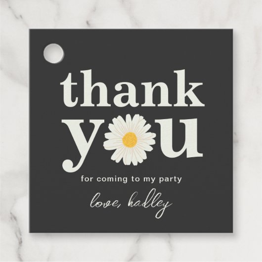 Daisy Square Vielen Dank Tag Geschenkanhänger (Vorderseite)