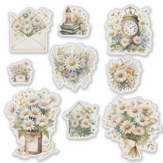 Daisy Sticker Collage für Scrapbooking (Vorderseite)