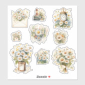 Daisy Sticker Collage für Scrapbooking (Blatt)