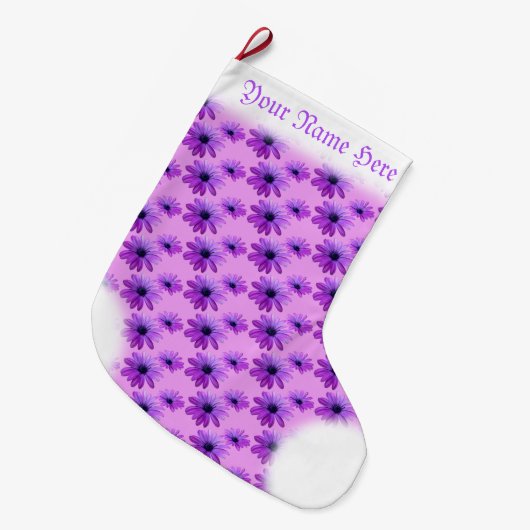 Daisy Stocking Christmas Daisies Stocking Custom Großer Weihnachtsstrumpf (Vorderansicht (hängend))