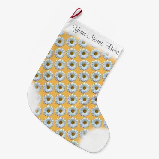 Daisy Stocking Christmas Daisies Stocking Custom Großer Weihnachtsstrumpf (Vorderansicht (hängend))