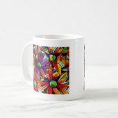 Daisy Straw mehrfarbige Wildblumen Kunst Kaffeetasse (Vorderseite Links)