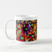 Daisy Straw mehrfarbige Wildblumen Kunst Kaffeetasse (Links)