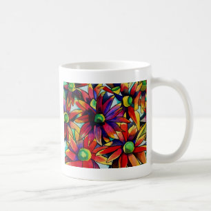 Daisy Straw mehrfarbige Wildblumen Kunst Kaffeetasse