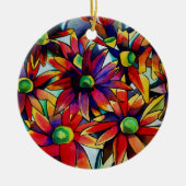 Daisy Straw mehrfarbige Wildblumen Kunst Keramik Ornament (Vorne)