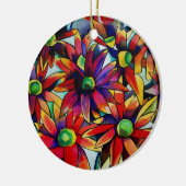 Daisy Straw mehrfarbige Wildblumen Kunst Keramik Ornament (Links)