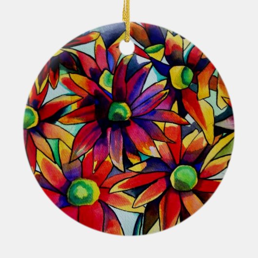 Daisy Straw mehrfarbige Wildblumen Kunst Keramik Ornament (Hinten)