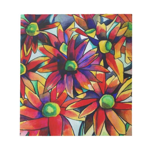 Daisy Straw mehrfarbige Wildblumen Kunst Notizblock (Vorderseite)