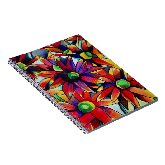 Daisy Straw mehrfarbige Wildblumen Kunst Notizblock (Rechte Seite)