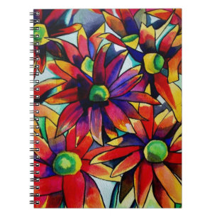 Daisy Straw mehrfarbige Wildblumen Kunst Notizblock