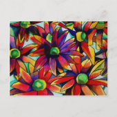 Daisy Straw mehrfarbige Wildblumen Kunst Postkarte (Vorderseite)