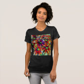 Daisy Straw mehrfarbige Wildblumen Kunst T-Shirt (Vorne ganz)