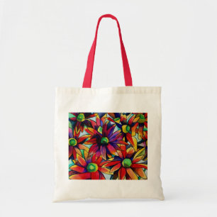 Daisy Straw mehrfarbige Wildblumen Kunst Tragetasche
