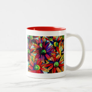 Daisy Straw mehrfarbige Wildblumen Kunst Zweifarbige Tasse