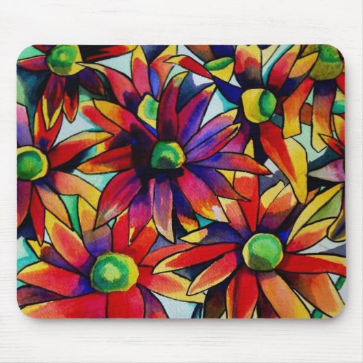 Daisy Straw mehrfarbige Wildblumen Mousepad (Vorne)