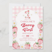 Daisy Strawberry Berry Erster Geburtstag Einladung (Vorderseite)