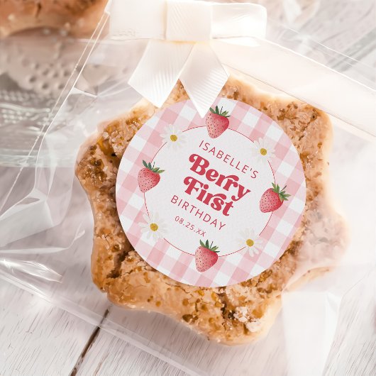 Daisy Strawberry Berry Erster Geburtstag Runder Aufkleber