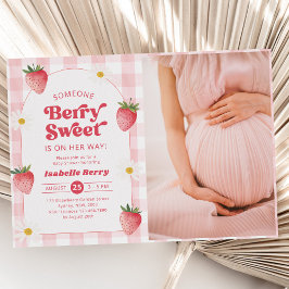 Daisy Strawberry Berry Sweet Baby Shower Foto Einladung