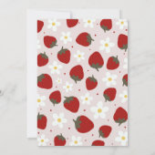 Daisy Strawberry Light Gray 4. Sommer Geburtstag Einladung (Rückseite)