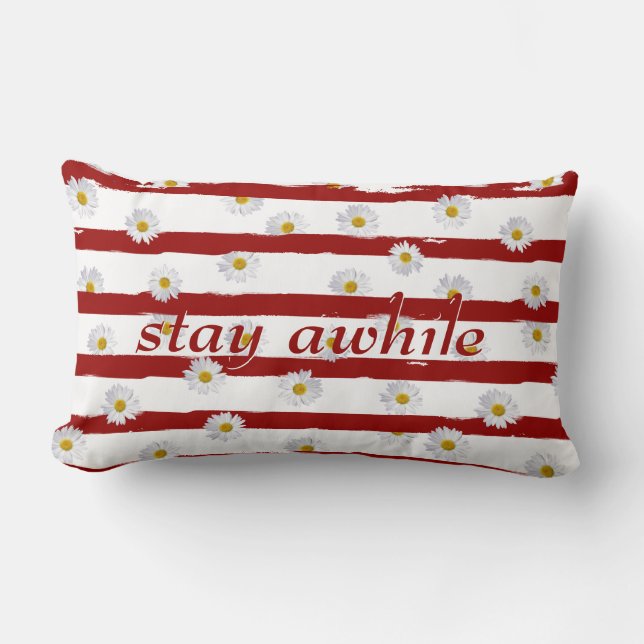 Daisy Stripes Bleibe während Lumbar Pillow Lendenkissen (Vorderseite)