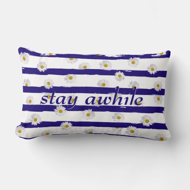 Daisy Stripes Bleibe während Lumbar Pillow Lendenkissen (Vorderseite)