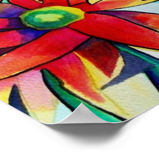 Daisy Strohhalme Blume buntes Poster (Ecke)