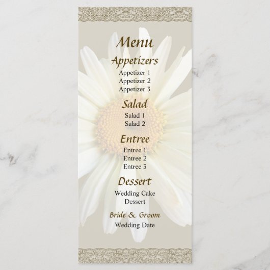 Daisy sucht Hochzeitmenü Menükarte (Vorderseite)