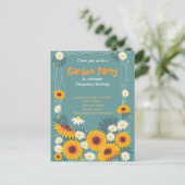 Daisy Sunflower Garden Geburtstagsparty Einladung (Stehend Vorderseite)