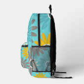 Daisy Teal Flower Pattern Backpack Bedruckter Rucksack (Rechts)