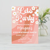 Daisy Terracotta Peach Retro Einladung zum Geburts (Stehend Vorderseite)