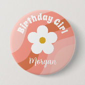 Daisy Terracotta Peach Retro Party Button (Vorderseite)