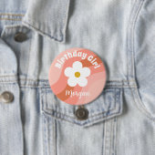 Daisy Terracotta Peach Retro Party Button (Beispiel)