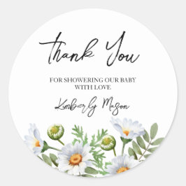 Daisy Thank You Baby Shower Runder Aufkleber
