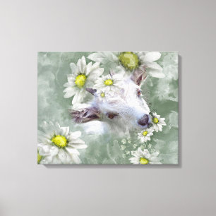 Daisy the Baby Goat Watercolor Portrait 2 Leinwanddruck