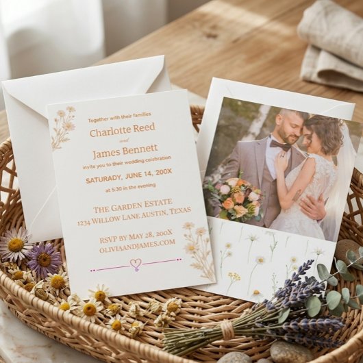 Daisy Theme Minimale Elegante Hochzeit Einladung