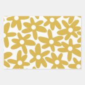 Daisy Time Niedlich Retro Moderne Blume in Mustard Geschenkpapier Set (Vorderseite 3)