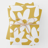 Daisy Time Niedlich Retro Moderne Blume in Mustard Geschenkpapier Set (Beispiel)