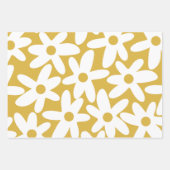Daisy Time Niedlich Retro Moderne Blume in Mustard Geschenkpapier Set (Vorderseite)