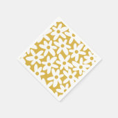 Daisy Time Niedlich Retro Moderne Blume in Mustard Serviette (Ecke)