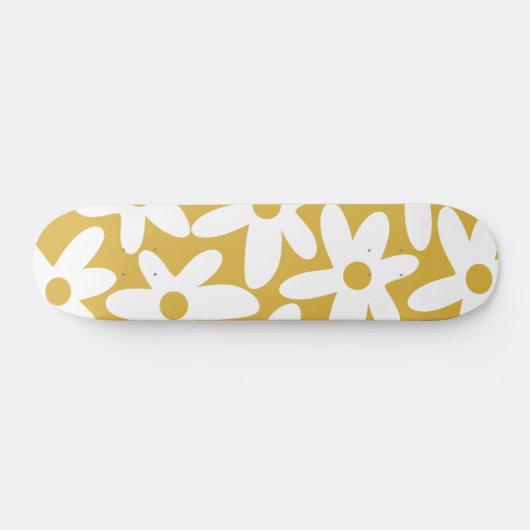 Daisy Time Niedlich Retro Moderne Blume in Mustard Skateboard (Horizontal)