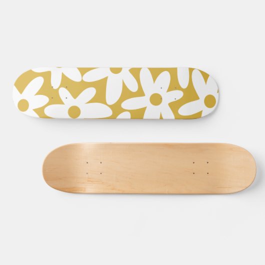 Daisy Time Niedlich Retro Moderne Blume in Mustard Skateboard (Horizontal)